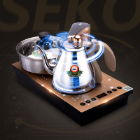新功(SEKO) K30 全自动上水电磁茶炉三合一泡茶炉茶台电磁炉茶具烧水壶 自动断电 不锈钢壶 (灰色)