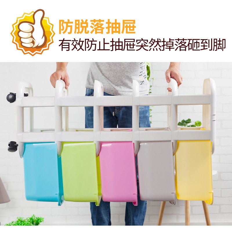 多层衣物塑料抽屉式收纳箱玩具整理箱5层婴儿童储物箱宝宝衣柜子收纳柜 三维工匠高清大图