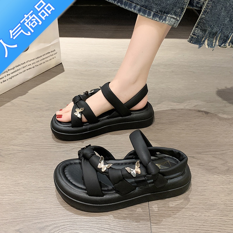 SUNTEK凉鞋女款夏季2023新款百搭时尚沙滩鞋子松糕厚底仙女风罗马鞋高清大图