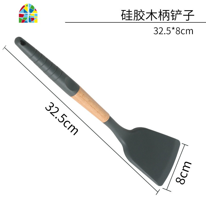 打蛋器手动搅拌棒家用木柄硅胶刷油刷铲不粘锅炒勺烘焙工具 FENGHOU 木柄硅胶铲子