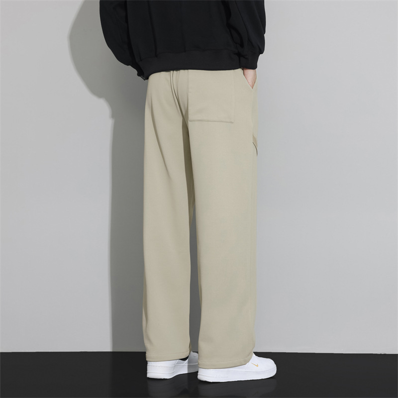 秋冬新品休闲裤男宽松直筒百搭时尚潮牌系带高级感高街阔腿裤男装高清大图