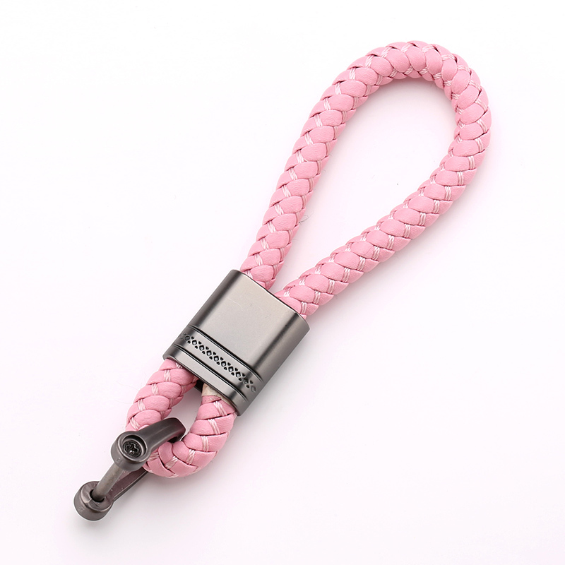 敬平汽车钥匙扣男简约创意挂绳个性车钥匙挂件饰品奥迪奔驰编织绳链女 编织款[粉色]