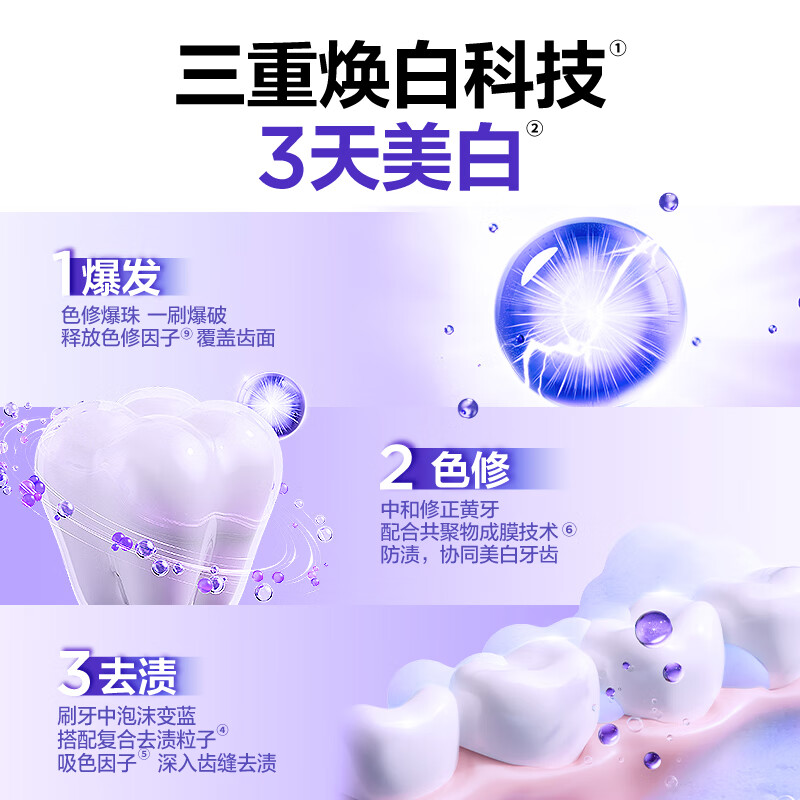 参半 华晨宇同款 专研清新美白小紫管牙膏色修去渍亮白100g*2高清大图