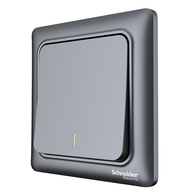 施耐德电气开关插座睿意夜空灰色电源插座86型面板家用墙壁式五孔一开