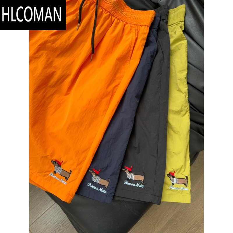 HLCOMAN腊肠小狗刺绣短裤男款夏季多巴胺速干运动裤子冰丝休闲沙滩五分裤