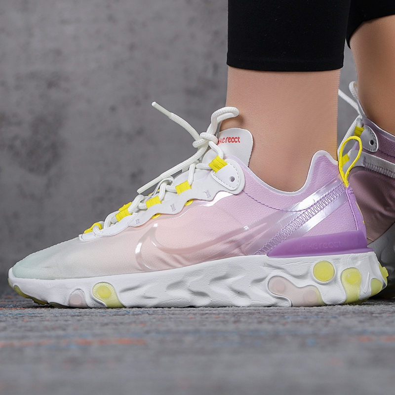 NIKE/耐克 女鞋 2020新款REACT ELEMENT 55 GEL高桥盾网面透气运动休闲鞋 CW2631-911高清大图