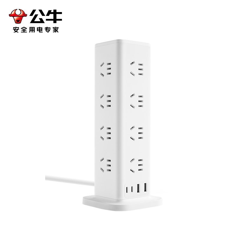 公牛(bull)GNV-UL1016U[白色1.6m]立式插座桌面插排带usb面板充电宿舍多功能排插多孔位插线板高清大图