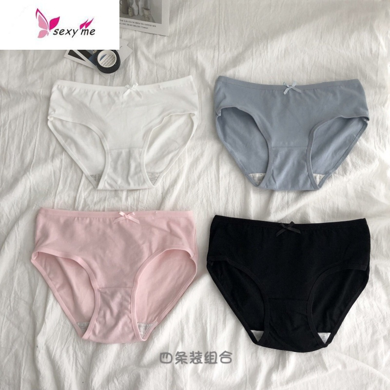 女士内裤棉学生款简约可爱少女日系三角裤女生内衣肉裤头四条fish