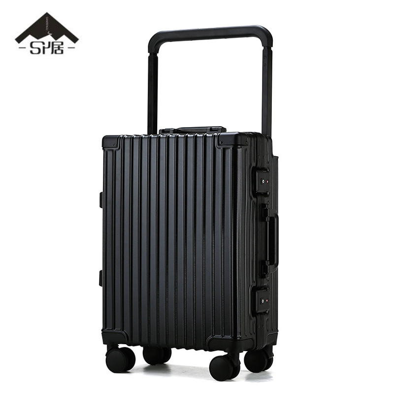 三人居旅行箱拉杆箱行李箱黑色24寸SRJ113/套