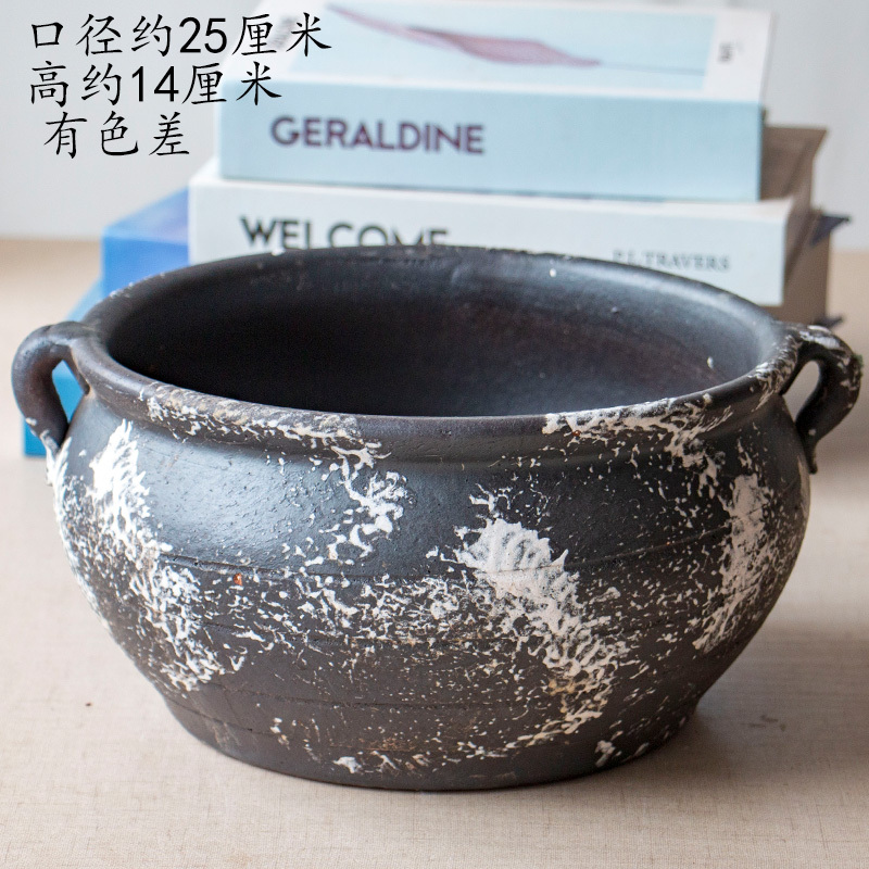 特大号多肉植物花盆器多肉花盆粗陶特价老桩矮胖绿萝拼盘陶瓷拼盘 福利限购二 特大