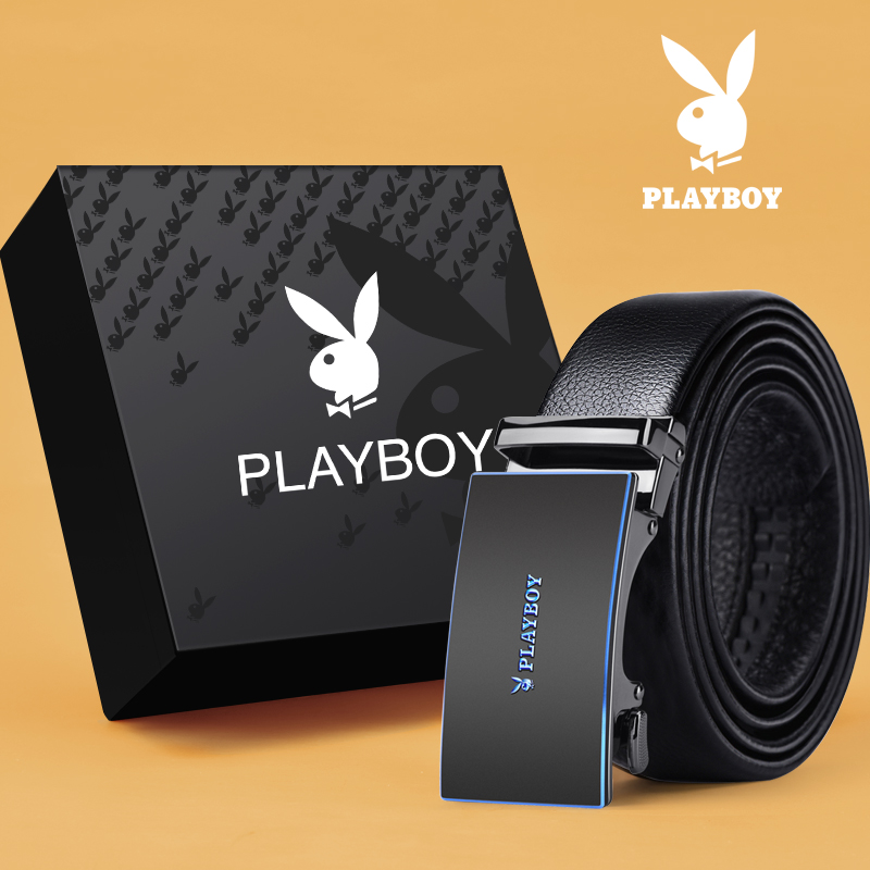 花花公子皮带男士真皮自动扣头层牛皮腰带商务高档年轻人礼盒裤务高清大图