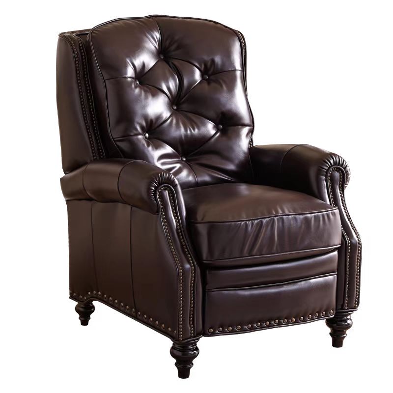 美式中古风休闲椅老虎椅小户型复古真皮单人沙发功能椅子多功能高清大图