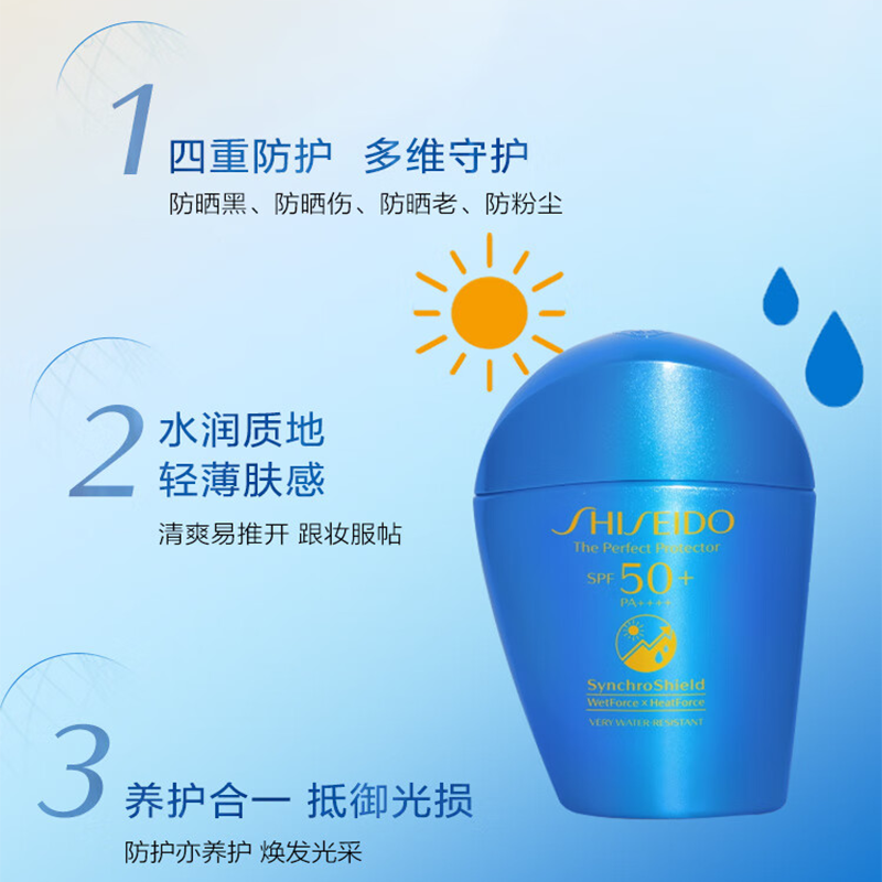 资生堂蓝胖子防晒霜50ml SPF50+防水防汗防紫外线高清大图