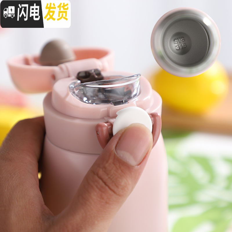 三维工匠保温杯女士便携小巧316不锈钢水杯学生小容量直饮杯简约ins风可爱 黑色-200-直饮款(304不锈钢)