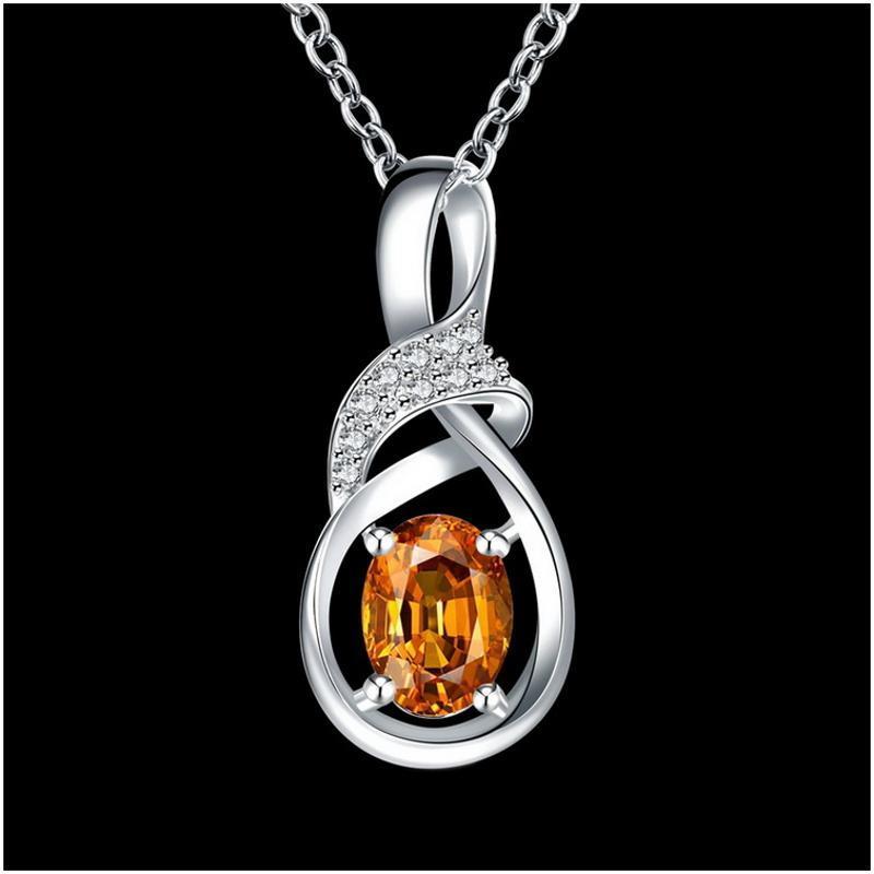 N028Women Silver Necklace 日韩简约水滴坠项链女锁骨首饰银饰送女朋友七夕情人节礼物