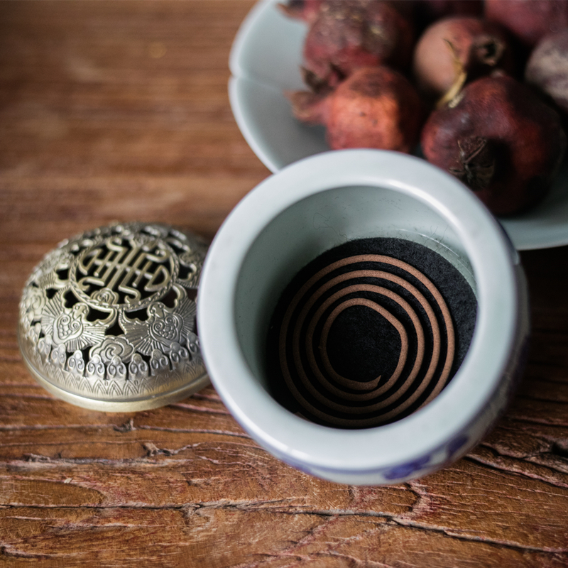 美帮汇梅花香炉香插陶瓷青花仿古檀香盘香炉香座茶道室内供佛熏香香薰炉高清大图