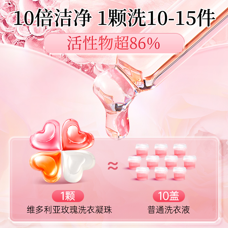 SukGarden蔬果园天然玫瑰精油香氛3D洗衣凝珠(袋装)10g*2颗.高清大图