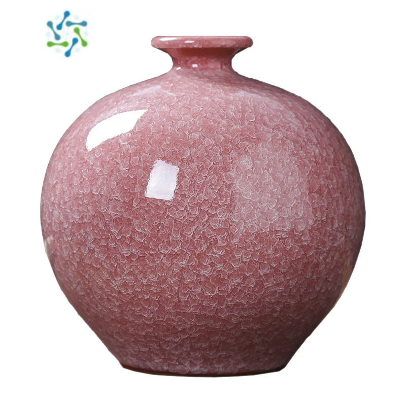 三维工匠景德镇陶瓷器花瓶仿古官窑石榴瓶中式家居客厅插花电视柜饰品摆件 黄冰片石榴+送旋转底座