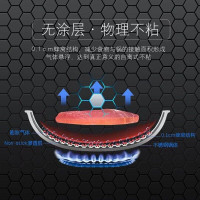 中康二代炒锅少油烟不粘锅304不锈钢32cm无涂层满屏蜂窝平底炒菜锅电磁炉明火燃气通用