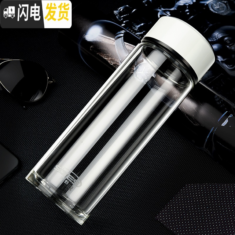 三维工匠玻璃水杯大容量水晶杯单层茶杯子车载便携刻字