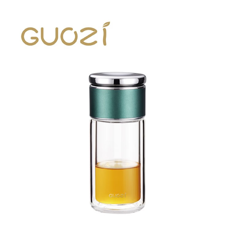 果兹(GUOZI)GZ-S54星羽控茶杯玻璃杯茶水分离水杯225ml 黑色高清大图