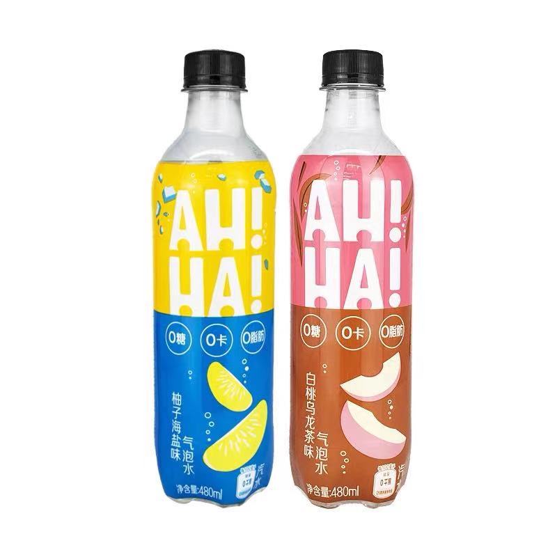 可口可乐小宇宙ahha白桃乌龙柚子海盐气泡水480ml5瓶视频