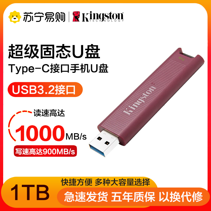 金士顿(Kingston)DTMAXA 1TB 高速固态U盘 USB3.2接口 移动固态闪存优盘 读1000MB/s