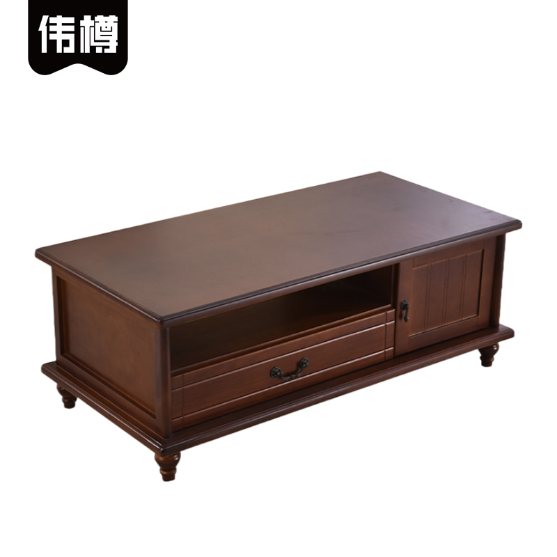 伟樽实木茶几带门120*60*46cm张高清大图