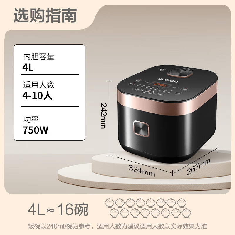 苏泊尔 (SUPOR) 电饭煲黑金色 4L SF40FC375高清大图
