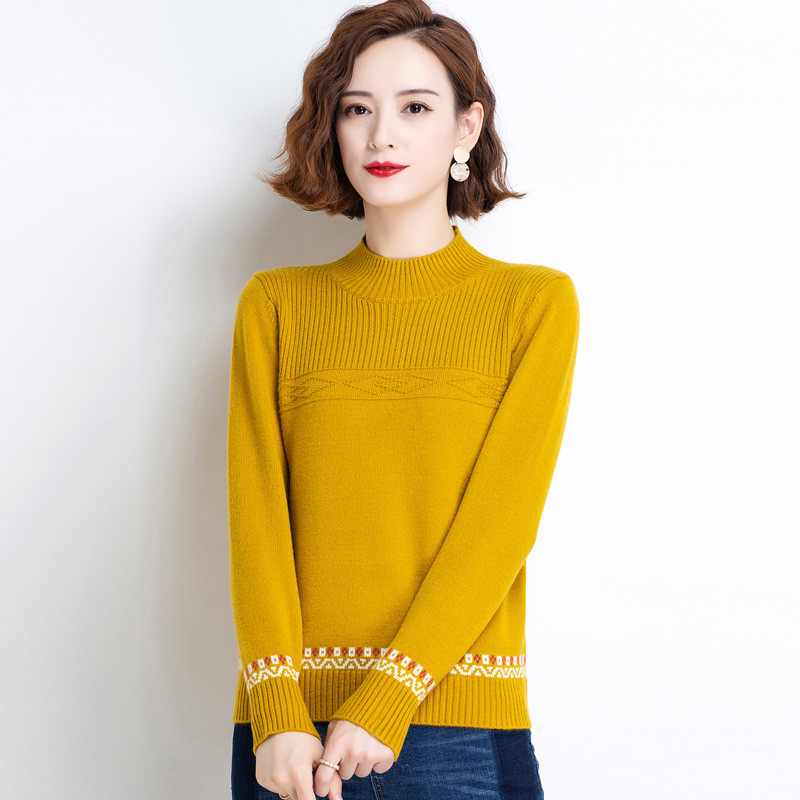 羊绒衫女半高领毛衣短款套头宽松加大码韩版加厚羊毛打底衫毛衣女秋冬