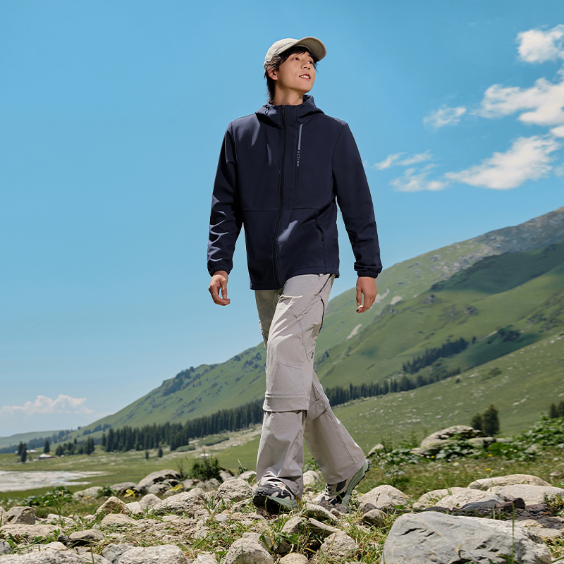 361°运动外套男秋冬加绒软壳防风防泼水开衫风衣跑步上衣高清大图