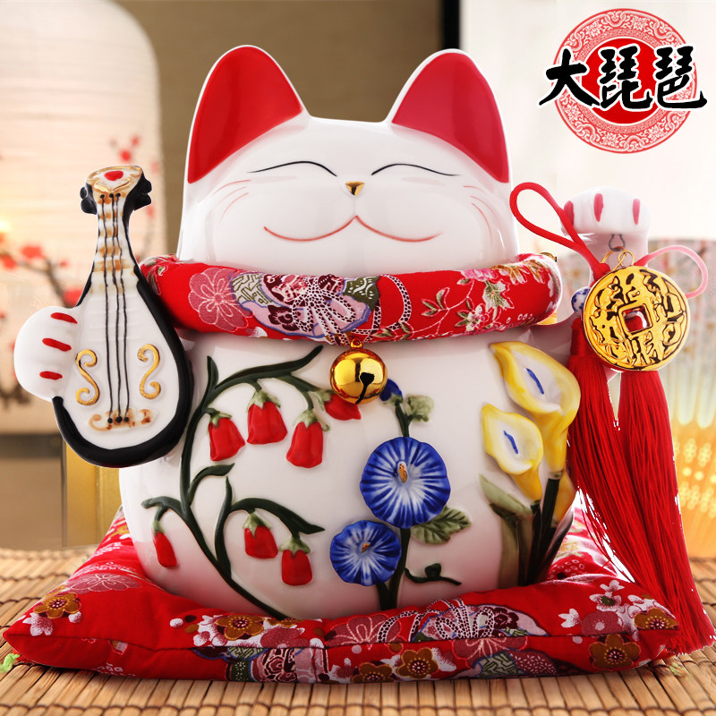 猫摆件开业 大号店铺礼品收银台存钱储蓄罐创意礼品 三维工匠 大琵琶猫高清大图