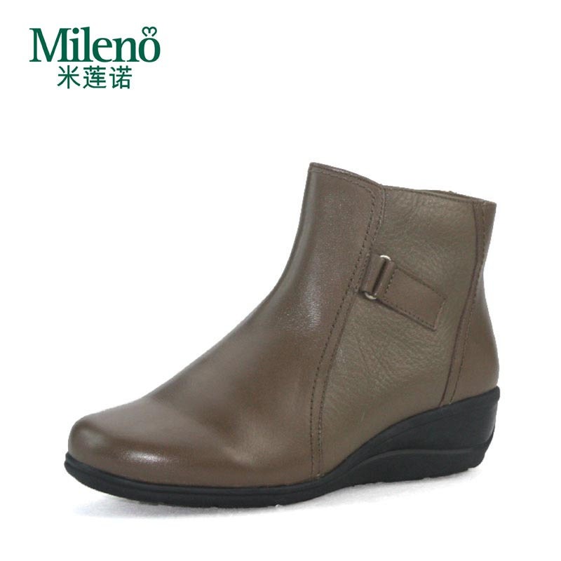 Mileno/米莲诺冬季牛皮坡跟妈妈短靴休闲健康舒适短靴M144562