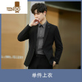 YANXU休闲小西装男外套韩版修身商务正装结婚西服套装感上衣 M推荐110斤左右 黑色单西赠送运费险
