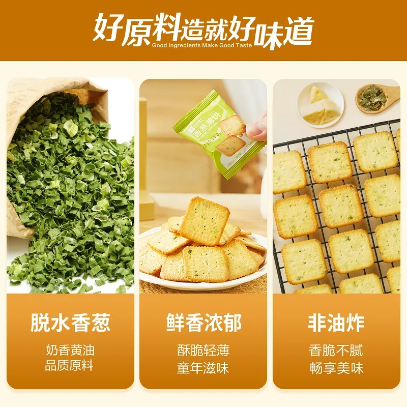 良品铺子香葱薄饼480g*2 饼干零食休闲小吃解馋零食休闲食品独立包装高清大图