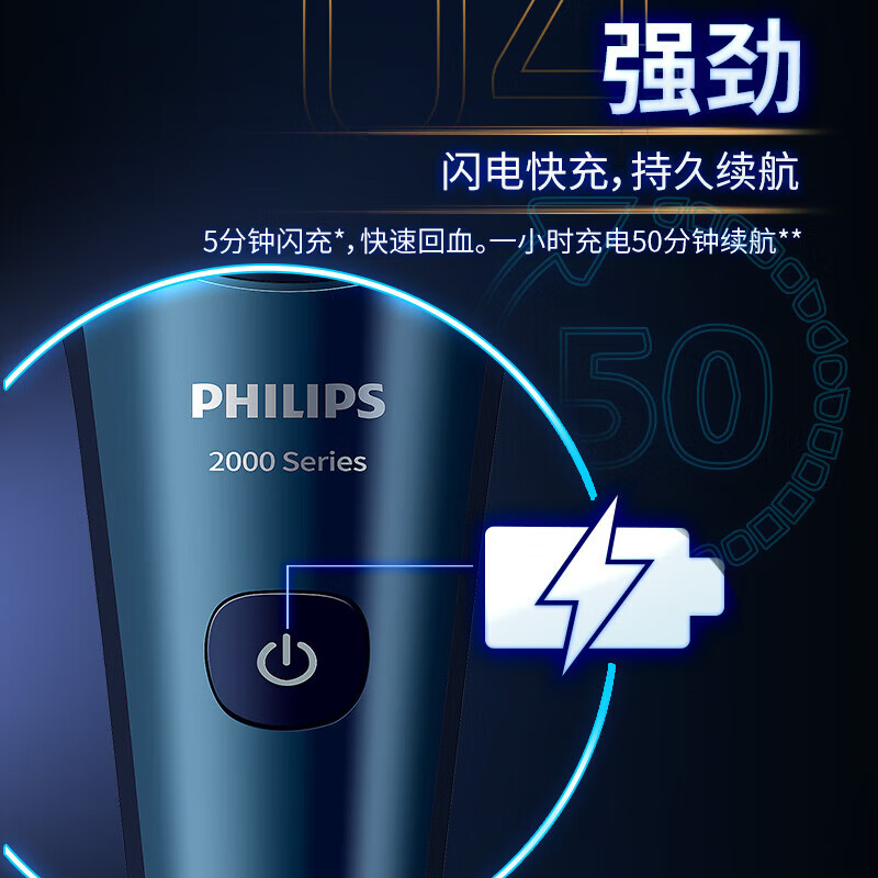 飞利浦(PHILIPS)电动剃须刀旅行便携式刮胡刀三刀头全身水洗胡须刀男士S2508高清大图