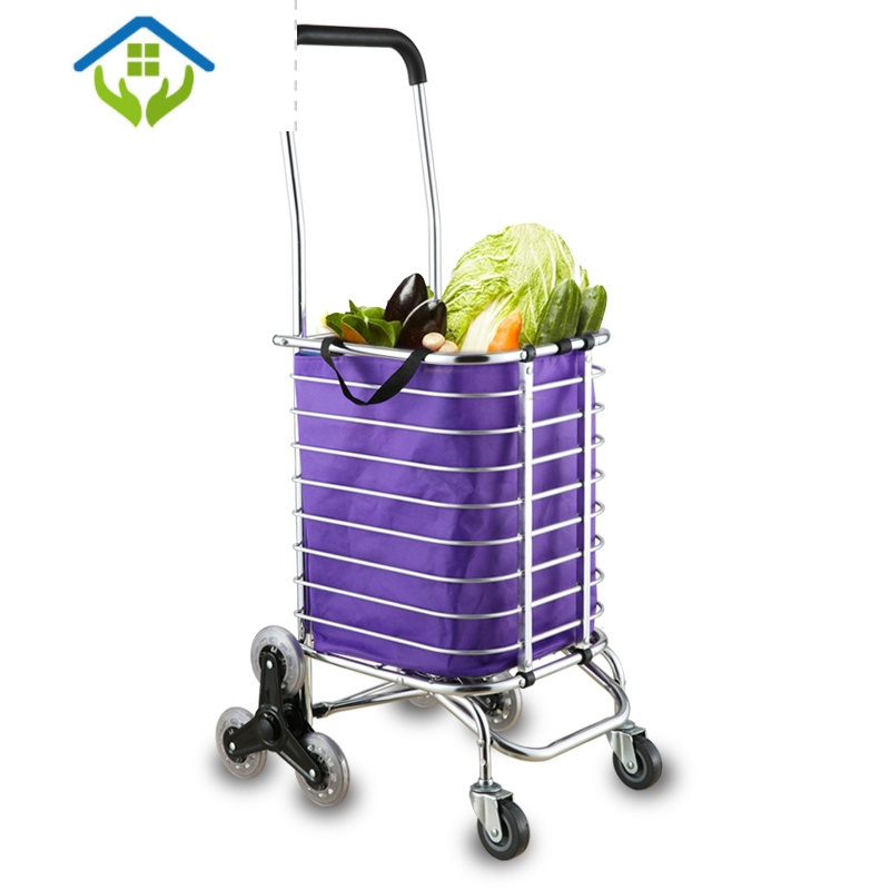 御蓝锦购物车拖车买菜小拉车手推车可折叠菜篮子家用轻便老年购物车