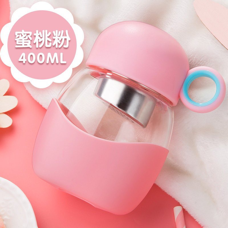 家柏饰(CORATED)玻璃杯女学生韩版水杯便携清新小仙女随手杯子超萌 天空蓝400ml高清大图