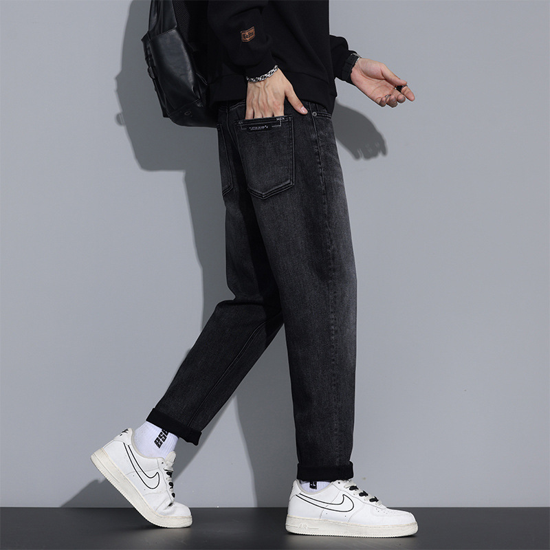 秋冬新款长绒棉牛仔裤直筒裤男休闲百搭弹力棉质潮牌韩版男士裤子_065高清大图