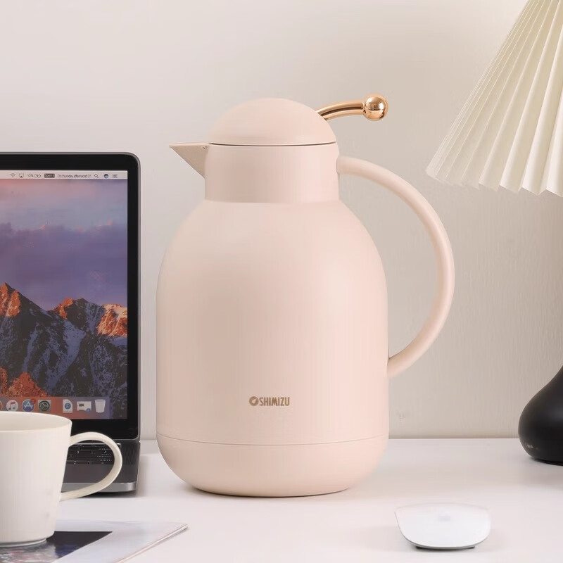 清水家用保温水壶新款热水瓶暖壶玻璃内胆开水瓶保温壶 1.5L 丝雾棕 SM-1282-150