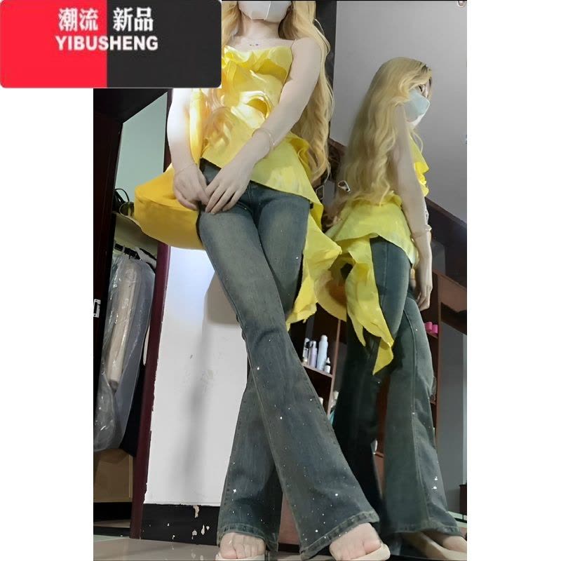 YIBUSHENG不规则小众复古荷叶边无袖背心吊带连衣裙女温柔风气质仙女短裙子图片