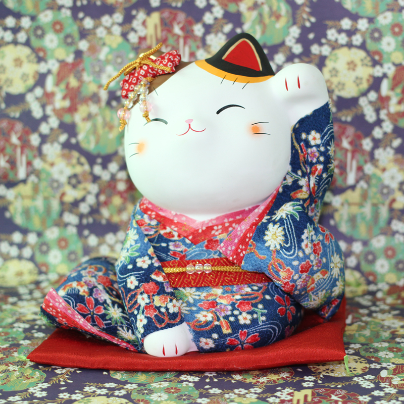 日本猫大小号陶瓷摆件开业生日结婚乔迁创意玻璃罩 三维工匠 健康大成就大号(单猫)