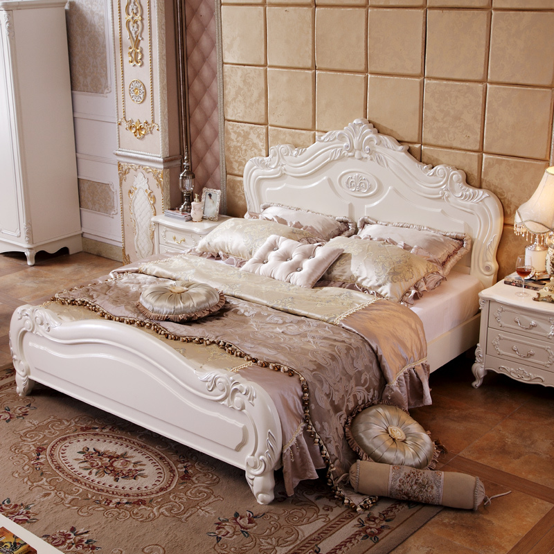 欧式床1.5米单人床宫廷风主卧双人实木卧室家具公主婚床1.8米