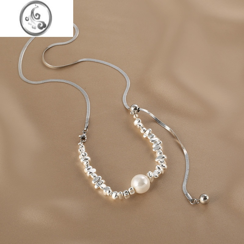 JiMi碎银几两珍珠项链女ins小众设计感蛇骨脖颈链个性百搭锁骨链