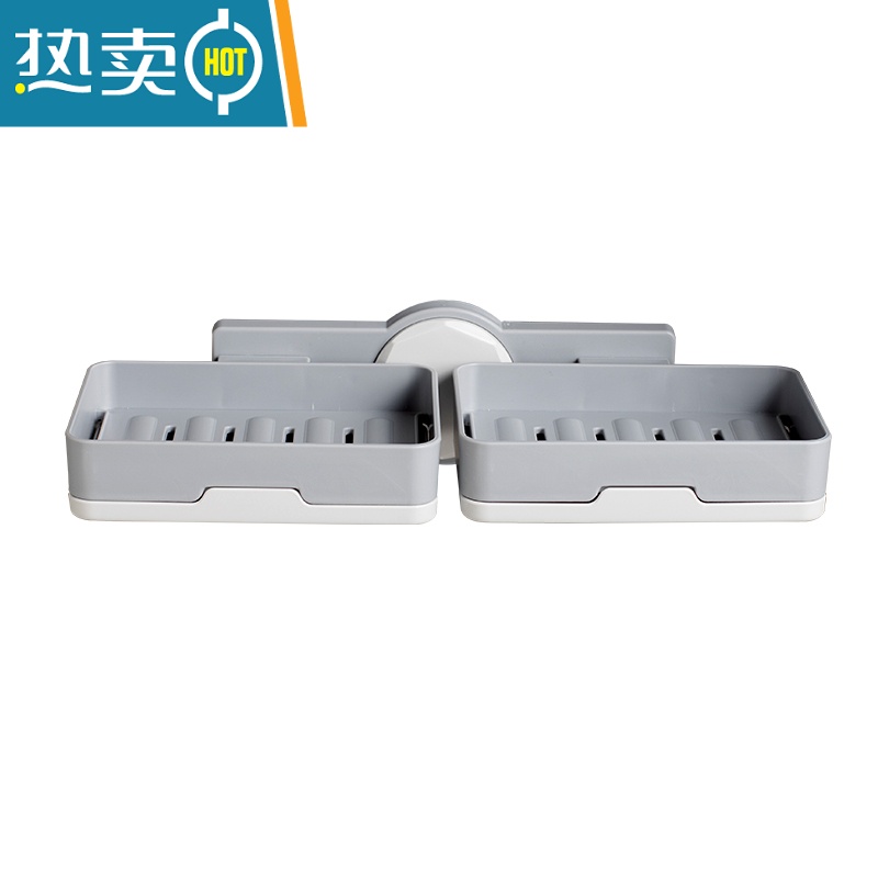 敬平双层肥皂盒皂盒壁挂式香皂盒免打孔卫生间沥水架收纳家用浴室 单层浅灰色高清大图