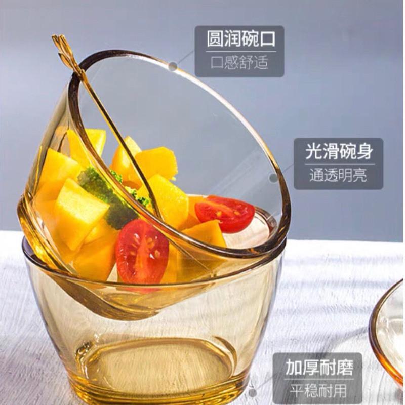 玻璃盘*1 北欧茶色耐热玻璃碗盘双耳碗圆盘花纹盘高硼硅