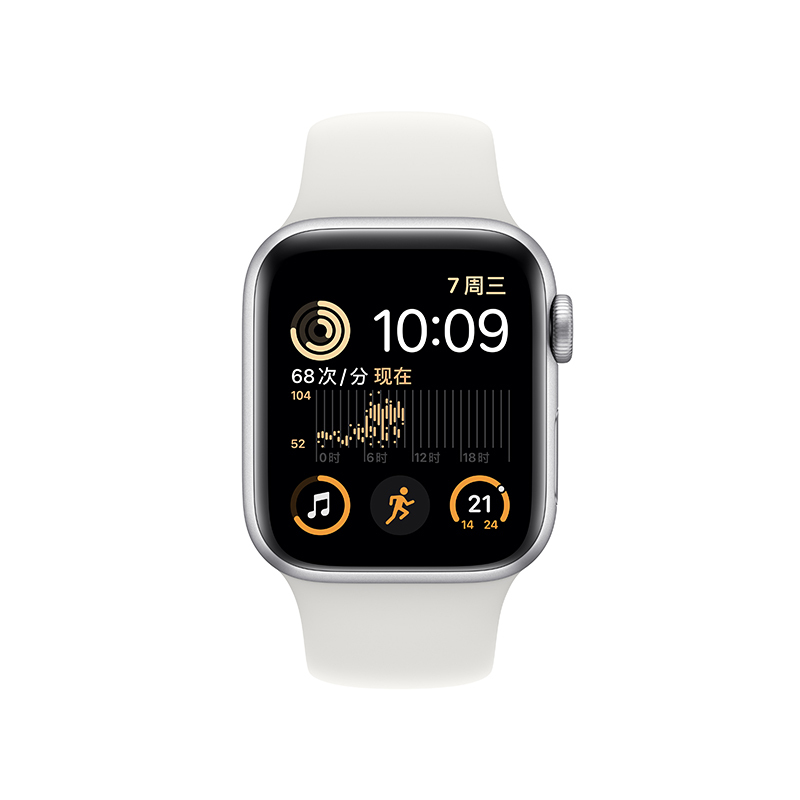 Apple Watch SE 2022款智能手表 40mm GPS版 银色铝金属表壳 运动型表带
