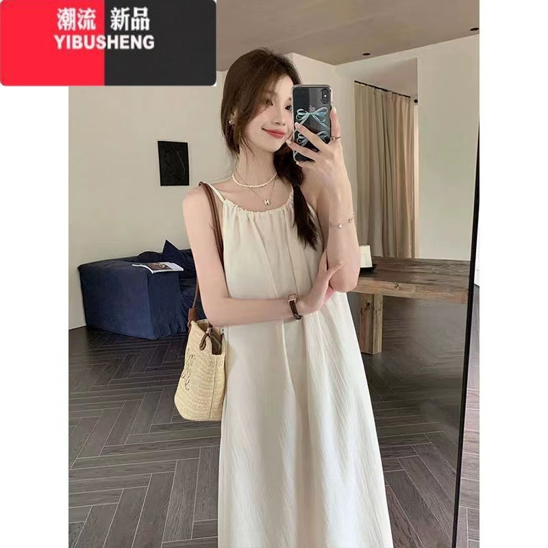 YIBUSHENG茶歇法式挂脖吊带连衣裙女季2024新款大码高级海边度假仙女长G高清大图