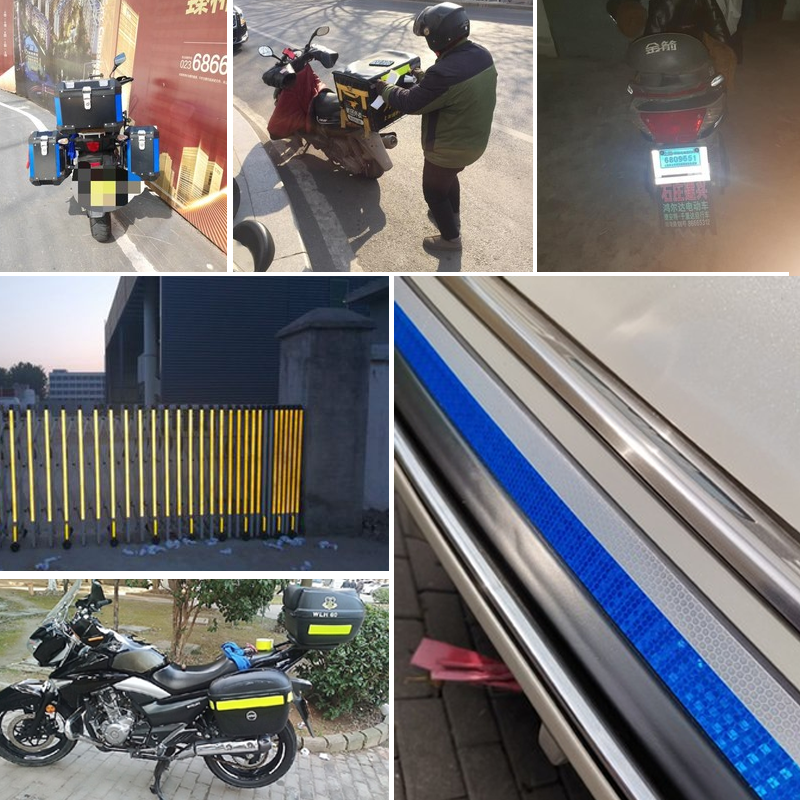 得丰10CM宽夜间反光贴条交通安全防撞警示标识晶彩格反光膜汽车贴纸整卷3米（多色可选，颜色备注）