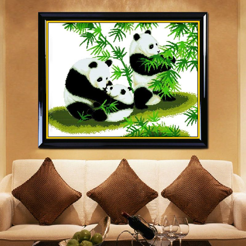 精准印花十字绣熊猫图动物新款可爱客厅十字绣大熊猫新手简单线绣 63*